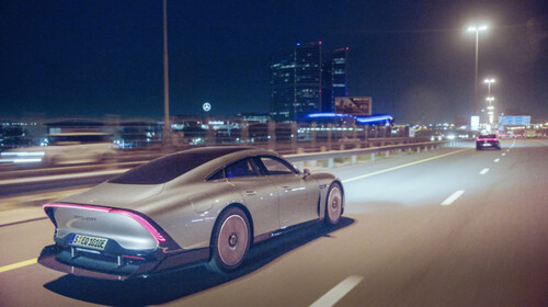 Mercedes-Benz Vison EQXX on a long-distance journey in Saudi Arabia.