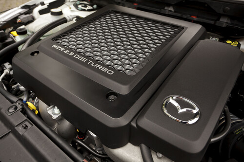 2.3-liter turbocharged engine of the 2011 Mazda 3 MPS.