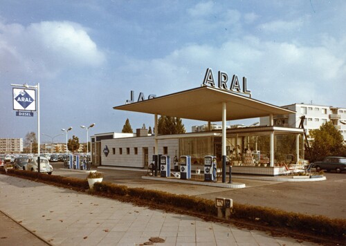 Aral filling station, 1960s.