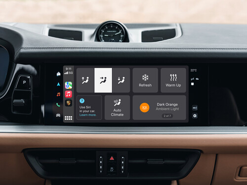 Die My-Porsche-App steuert Komfort- und Entertainmentfunktionen direkt in Apple Carplay.