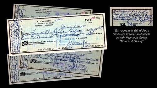 Elvis Presley&#039;s original cheques für nine Triumph motorcycles.