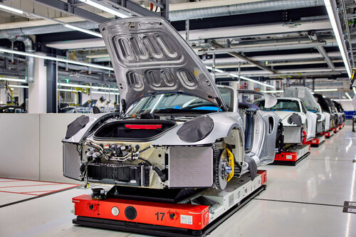 Vehicle production at the Porsche plant in Stuttgart-Zuffenhausen.