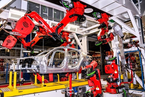 Alfa Romeo vehicle production at the Italian Stellantis plant in Cassino.