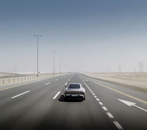 Mercedes-Benz Vison EQXX on a long-distance journey in Saudi Arabia.