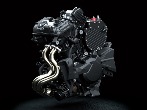 Engine of the Kawasaki Ninja 7 Hybrid.