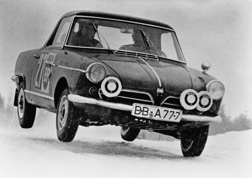 NSU Wankel Spider in rally use (1966).