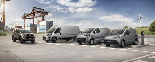 Toyota&#039;s commercial vehicle range (from left): Hilux, Proace Max, Proace and Proace City.