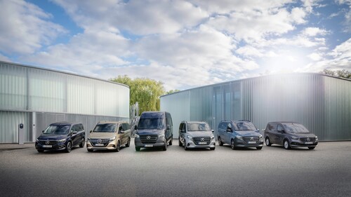 Mercedes-Benz van portfolio (from left): T-Class, EQV, Sprinter, V-Class, Vito and Citan.