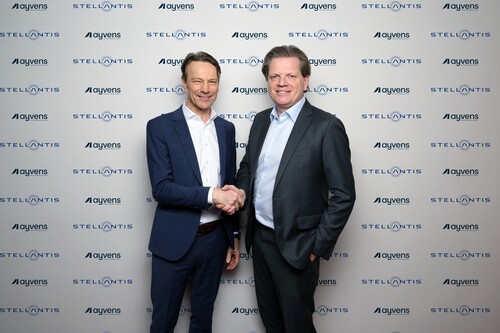 Agreement to supply up to 500,000 vehicles (from left): Uwe Hochgeschurtz, Stellanti&#039;s Chief Operating Officer Enlarged Europe, and Miel Horsten, Ayven&#039;s COO.