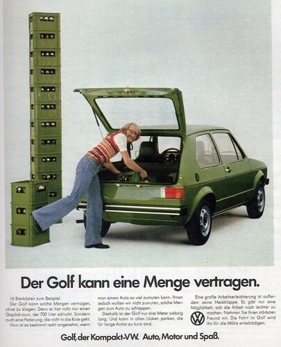 VW Golf in a newspaper advertisement from 1974.